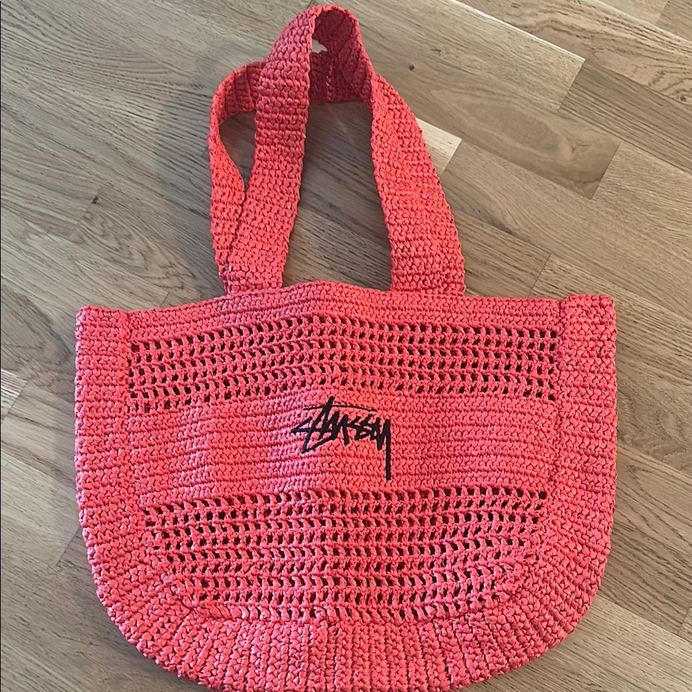 Stussy Vibrant Pink Crochet Tote